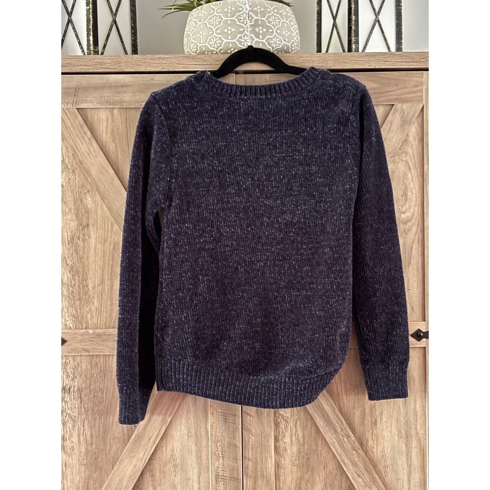 Harper Canyon Girls Navy Blue Chenille Knit Sweater Size 7 Pullover Crew Neck